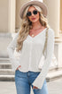 Ribbed Knit Bell Sleeve V-Neck Button Front Cardigan Sweater